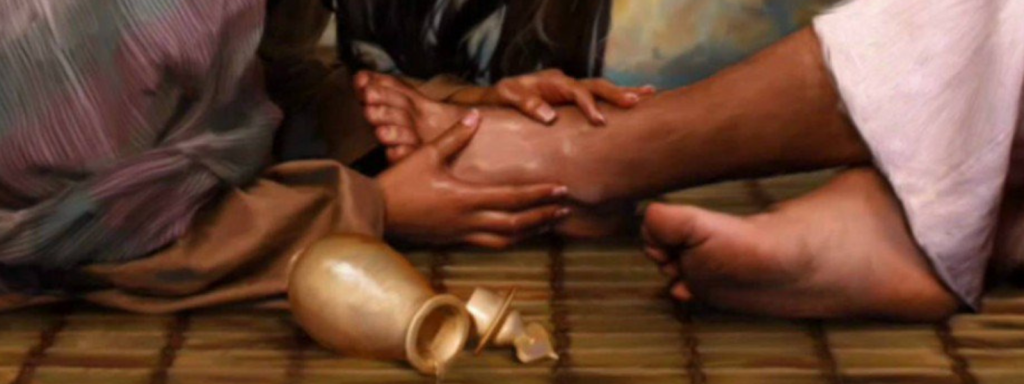 Perfume on Jesus feet. Extravagant love moved by a new season